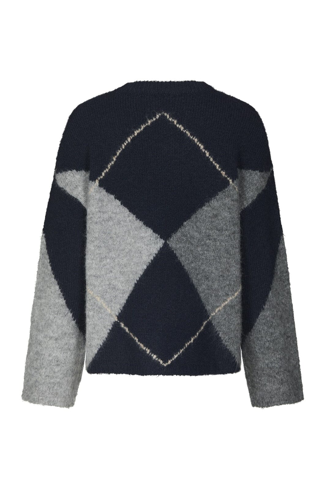 Neo Noir - Inga Check Fluff Knit Blouse 165205 - 141 - Navy