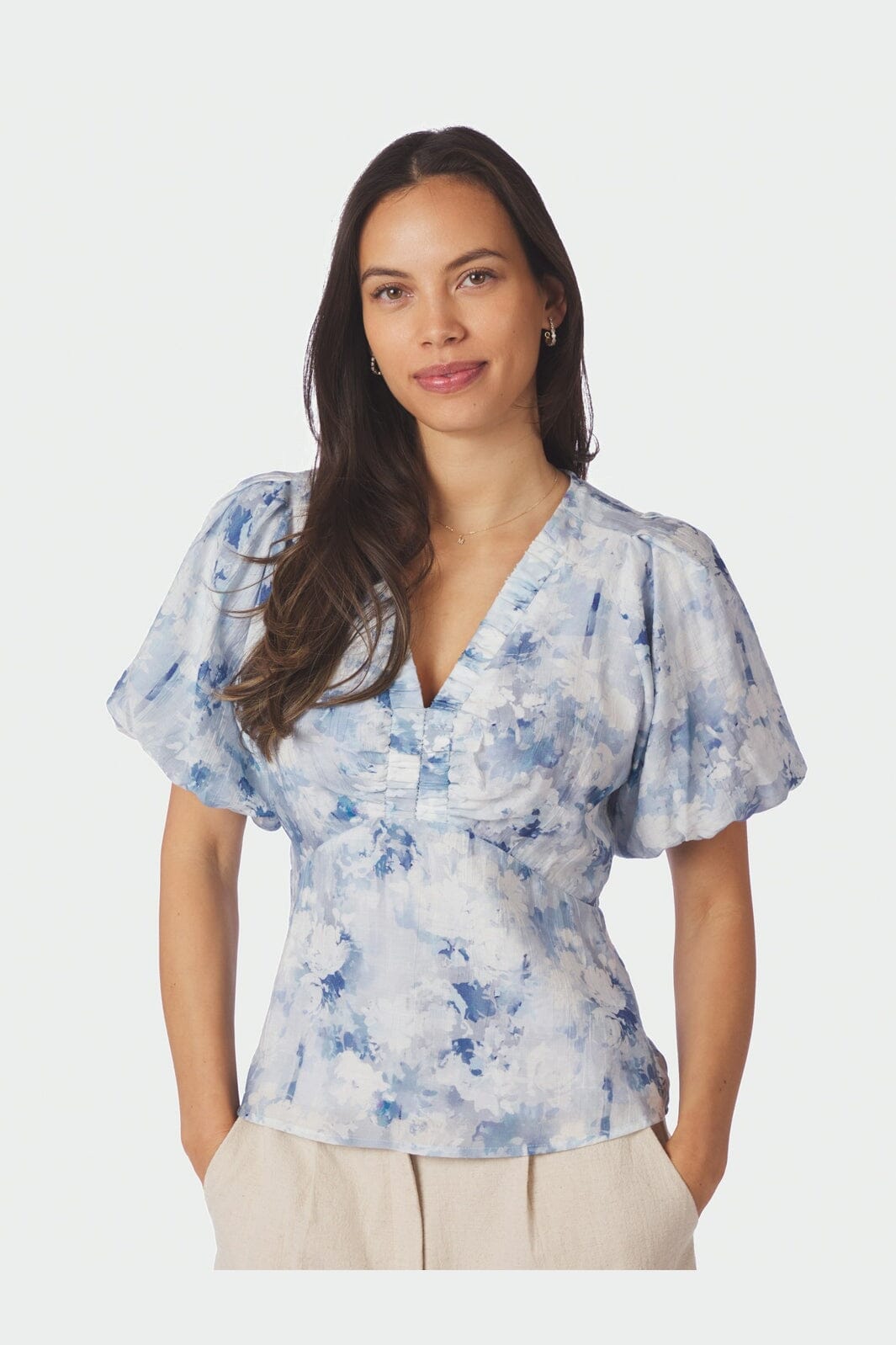 Neo Noir - Irina Floral Fusion Blouse 168968 - 140 - Blue