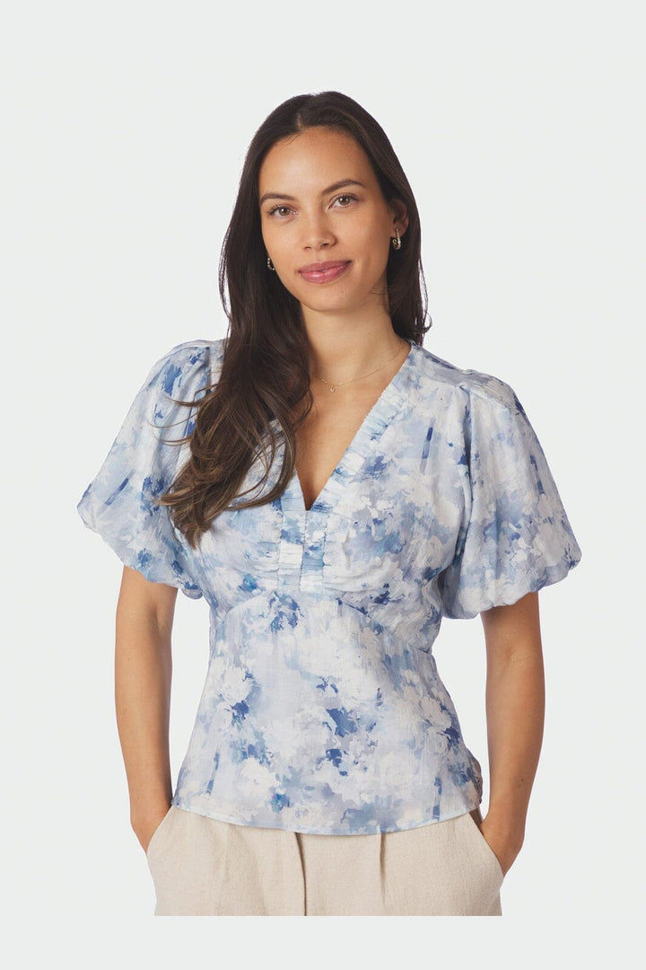 Neo Noir - Irina Floral Fusion Blouse 168968 - 140 - Blue
