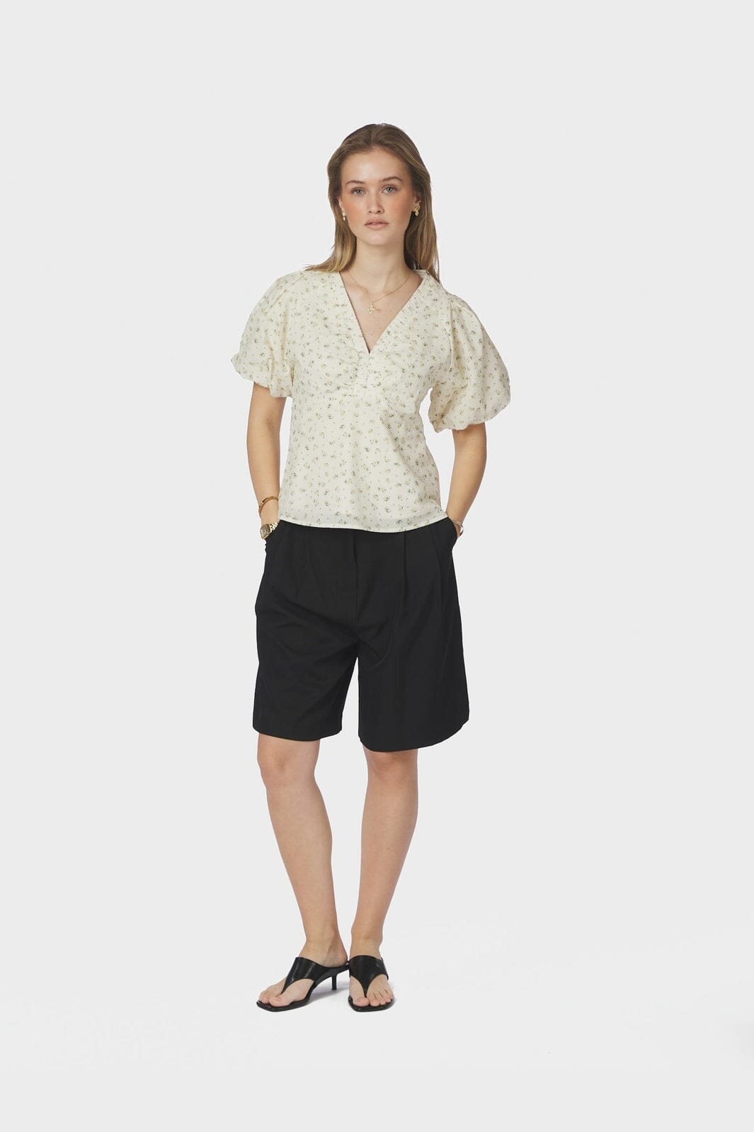 Neo Noir - Irina Small Rose Flower Blouse 169258 - 191 - Light Yellow