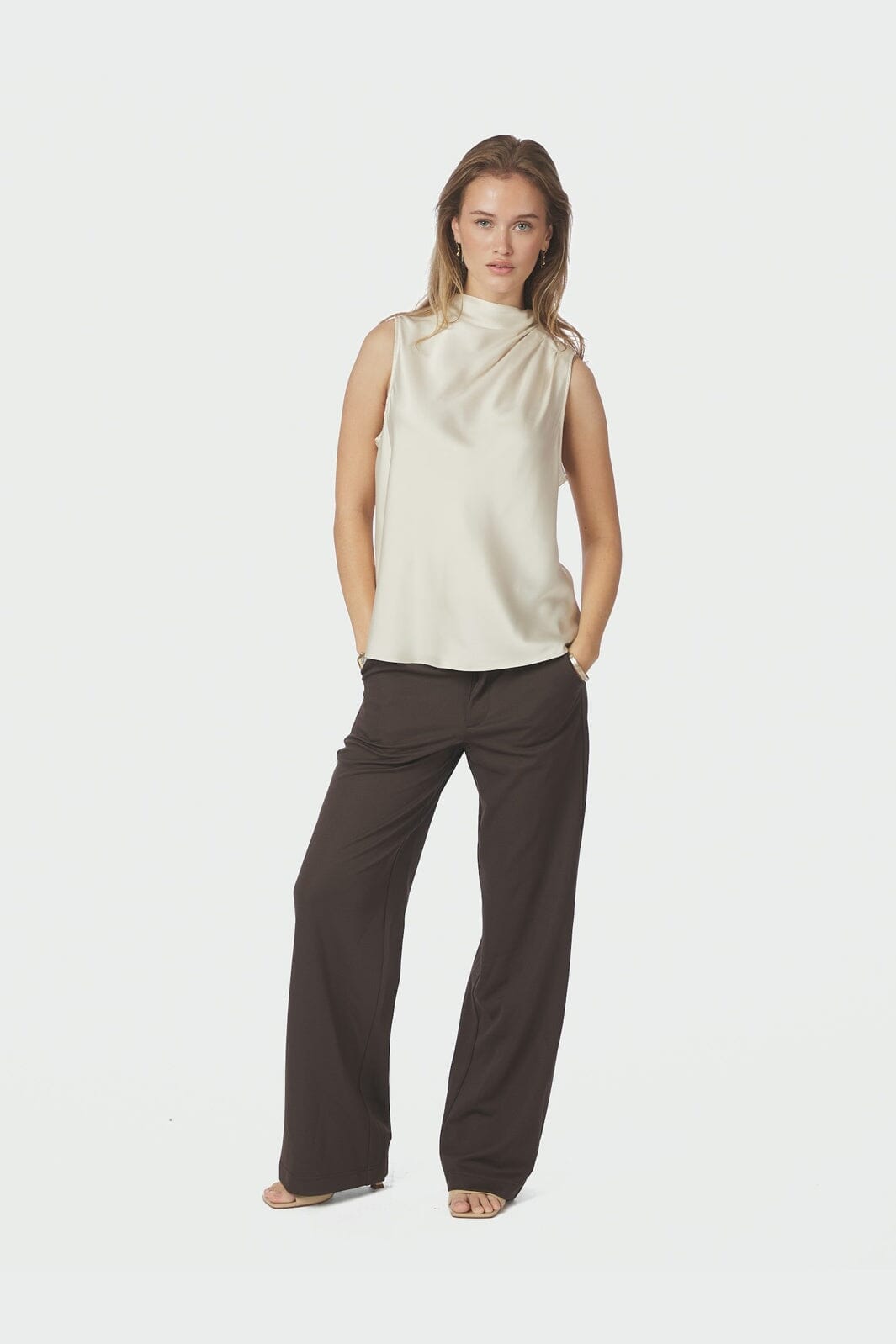 Neo Noir - Isola Drapy Satin Top 167873 - 122 - Creme