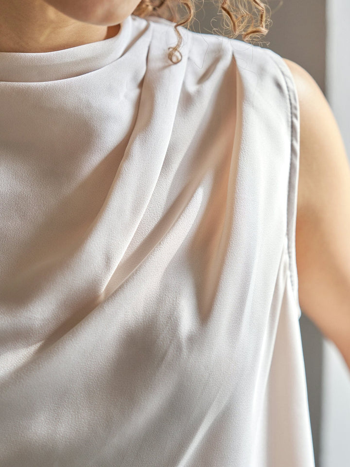 Neo Noir - Isola Drapy Satin Top 167873 - 122 - Creme Toppe 