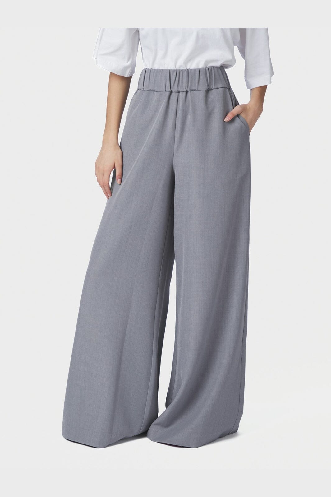 Neo Noir - Janel Structure Pants 169941 - 133 - Grey Melange