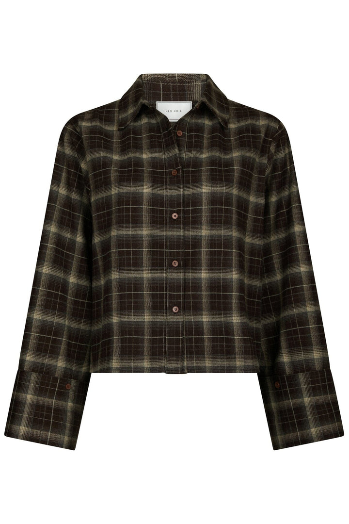 Neo Noir - Jaylin Flannel Check Shirt 171705 - 676 - Dark Brown Skjorter 