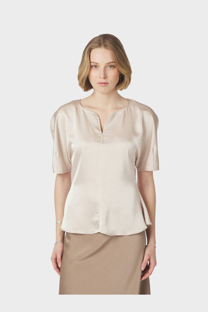 Neo Noir - Josine Heavy Sateen Blouse 169713 - 720 - Champagne