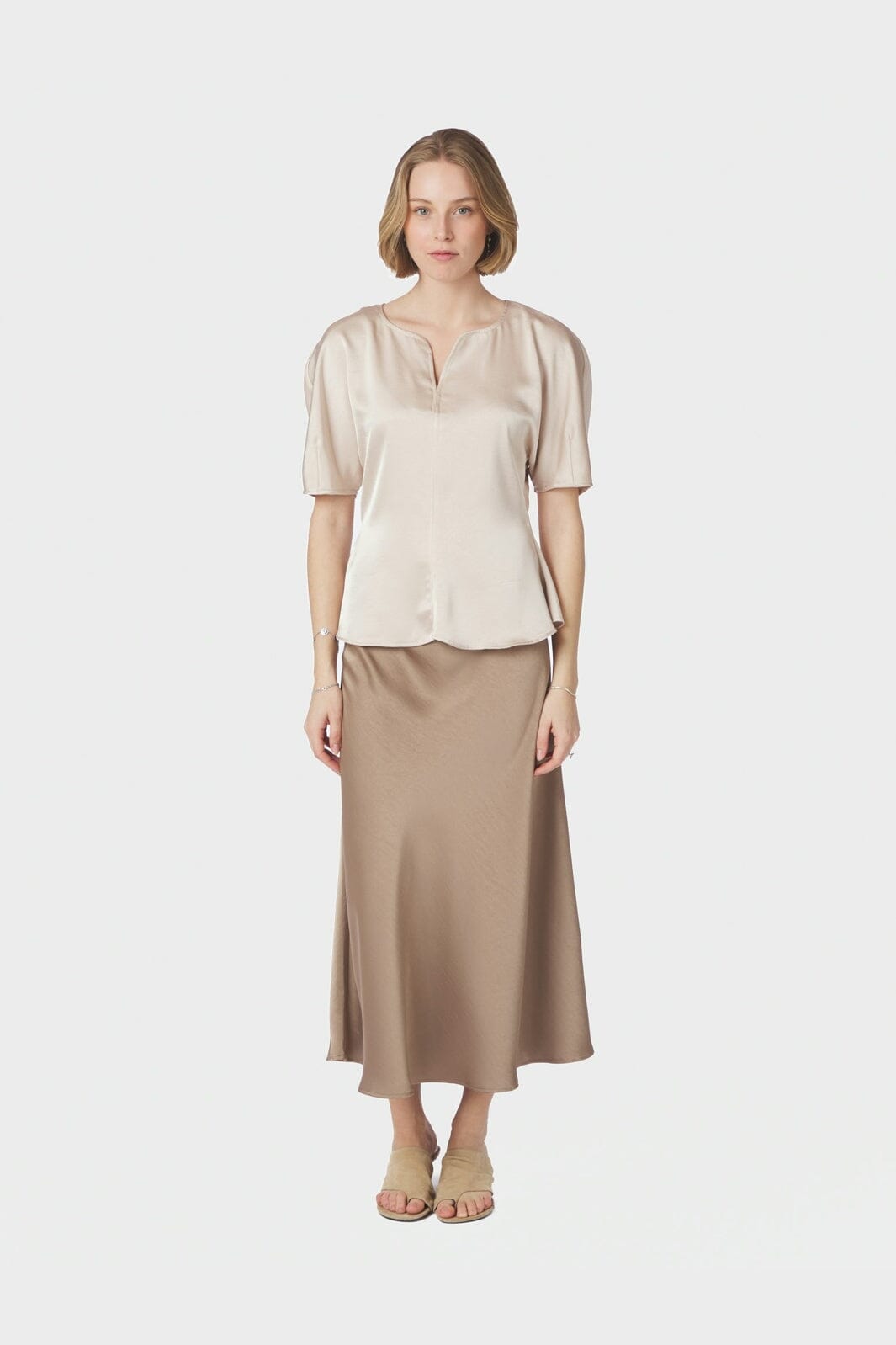 Neo Noir - Josine Heavy Sateen Blouse 169713 - 720 - Champagne