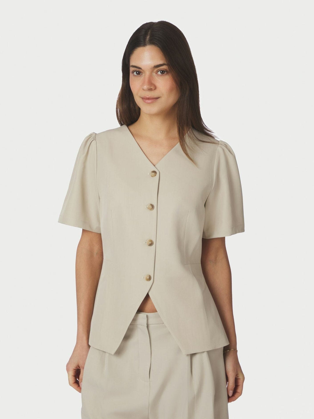 Neo Noir - Jules Structure Blouse 165065 - 122 - Creme Bluser 