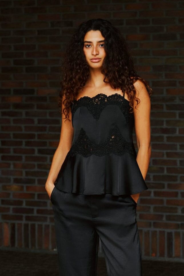 Neo Noir - Kaela Heavy Sateen Lace Top 168290 - 100 - Black Toppe 
