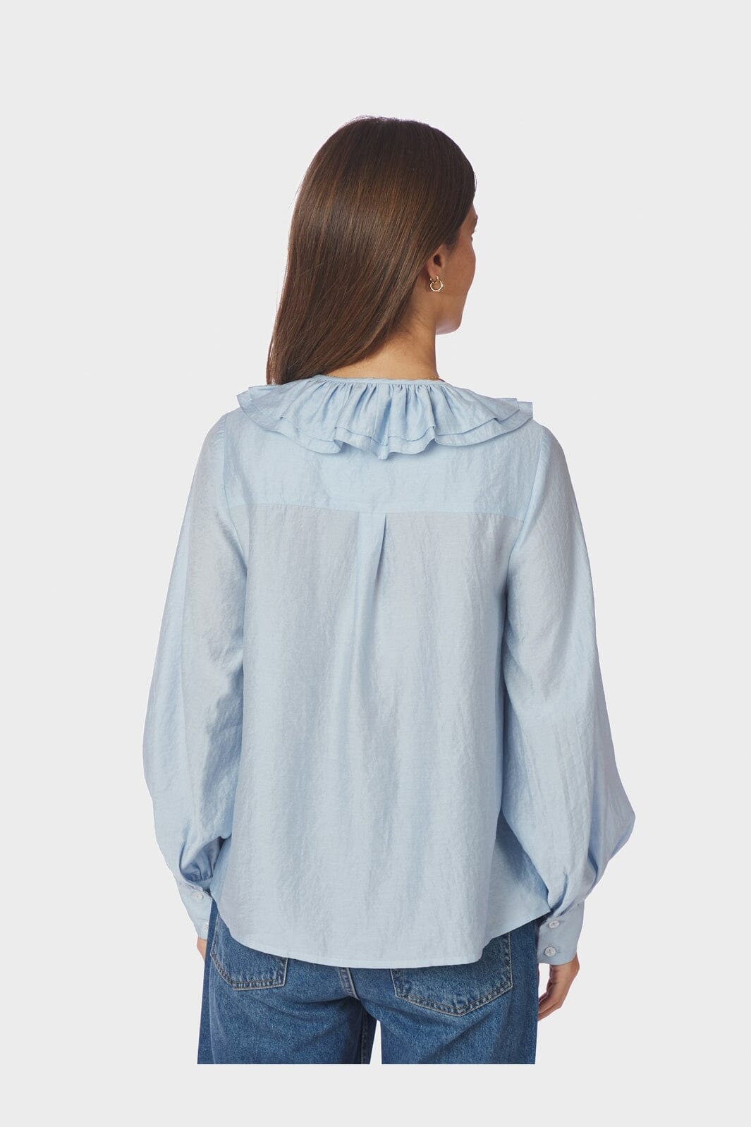 Neo Noir - Katarina Crepe Ruffle Blouse 166497 - 145 - Light Blue