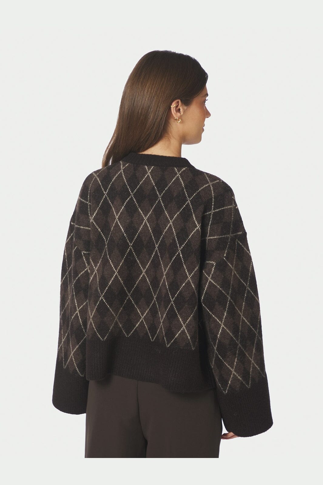 Neo Noir - Kick Check Knit Blouse 165204 - 676 - Dark Brown