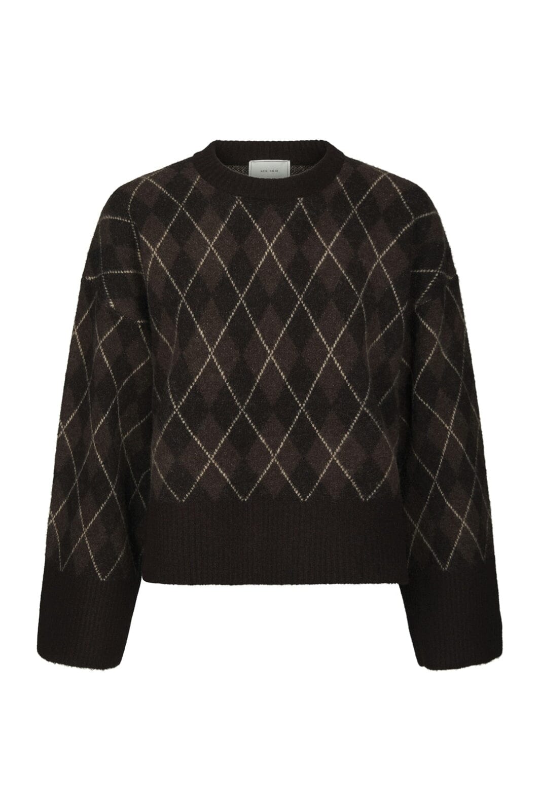 Neo Noir - Kick Check Knit Blouse 165204 - 676 - Dark Brown