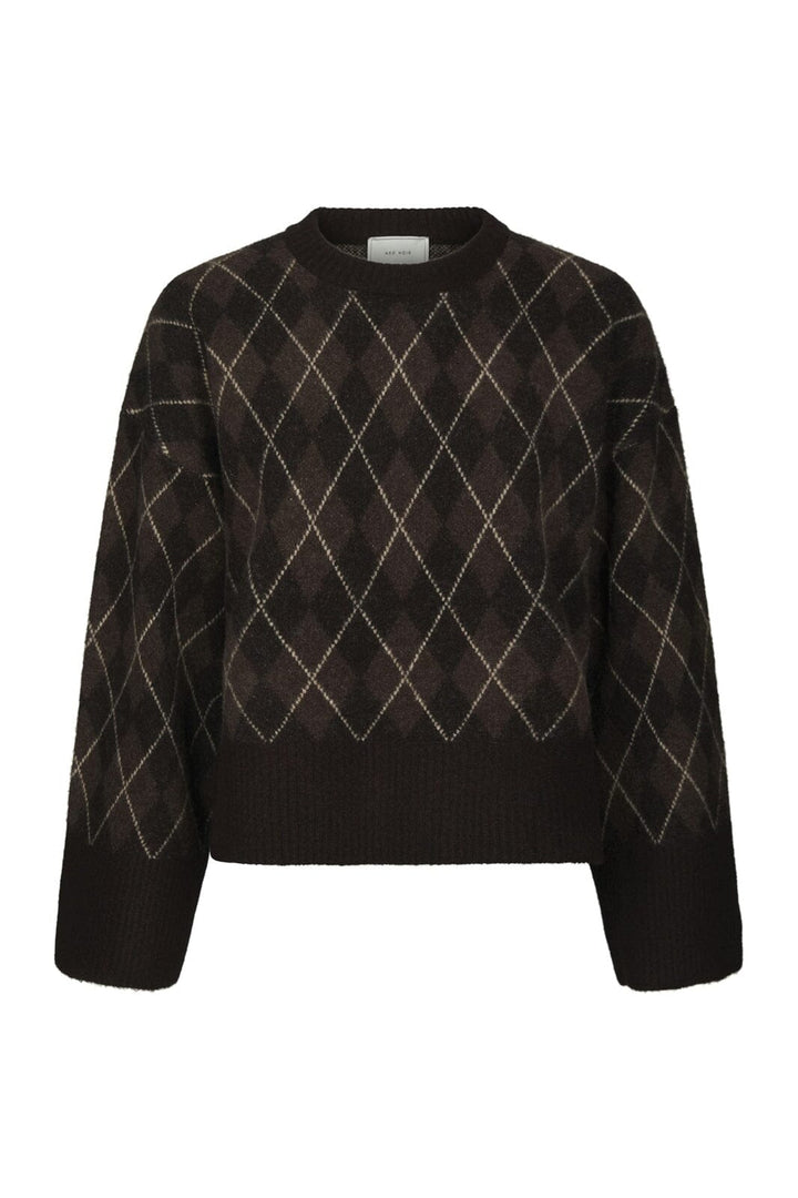 Neo Noir - Kick Check Knit Blouse 165204 - 676 - Dark Brown