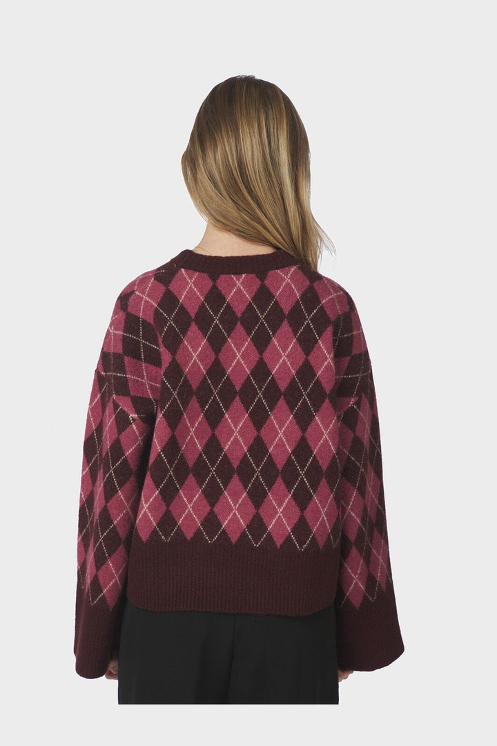 Neo Noir - Kick Check Knit Blouse 165204 - 682 - Wine