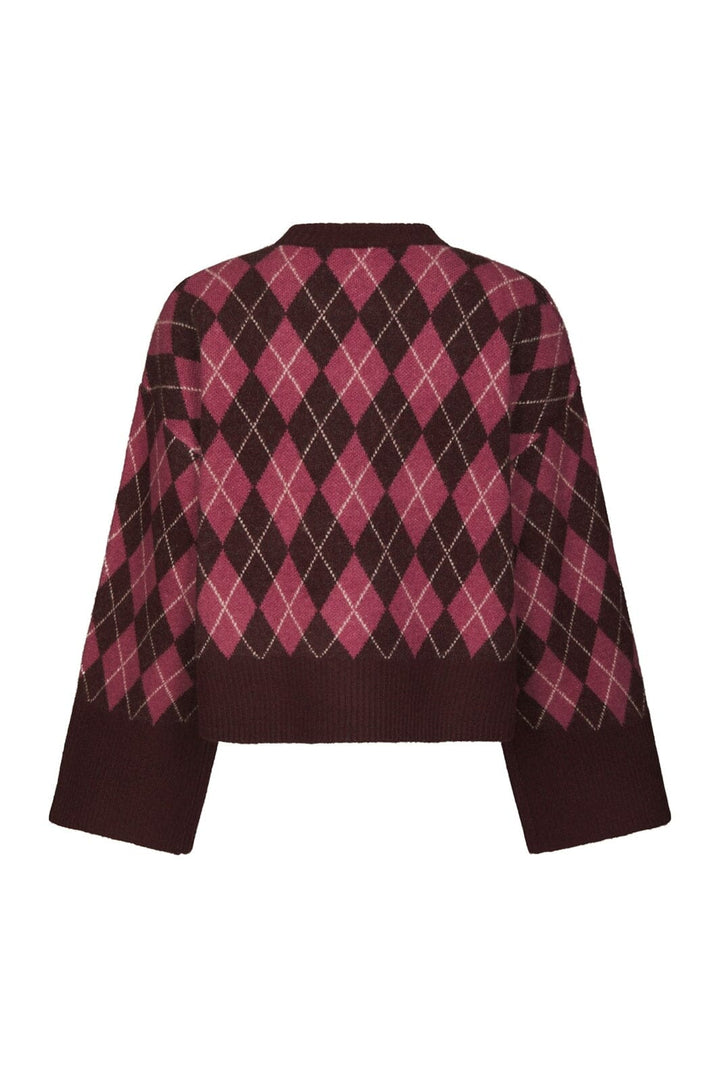 Neo Noir - Kick Check Knit Blouse 165204 - 682 - Wine