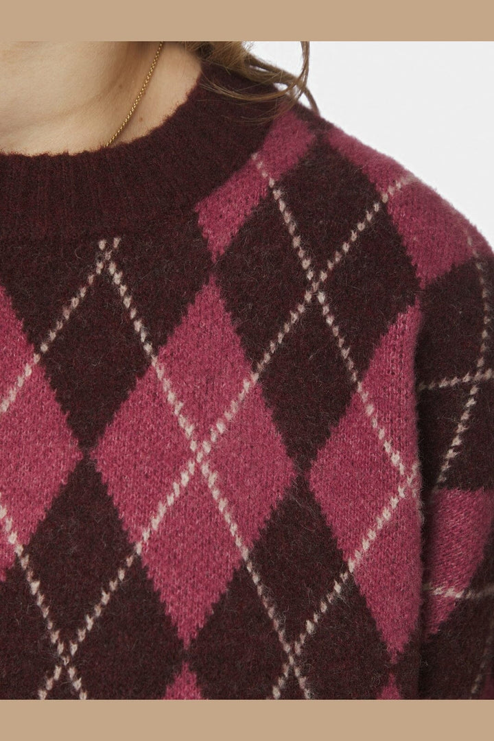 Neo Noir - Kick Check Knit Blouse 165204 - 682 - Wine