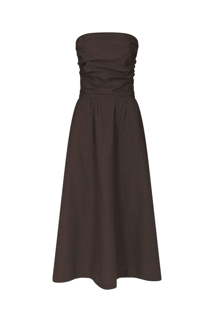 Neo Noir - Kima Linen Dress 168558 - 676 - Dark Brown