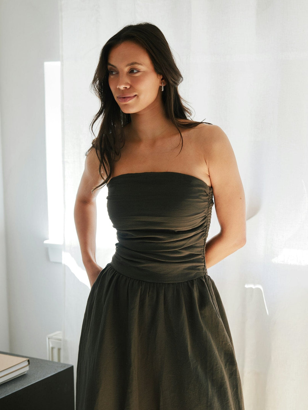 Neo Noir - Kima Linen Dress 168558 - 676 - Dark Brown Kjoler 