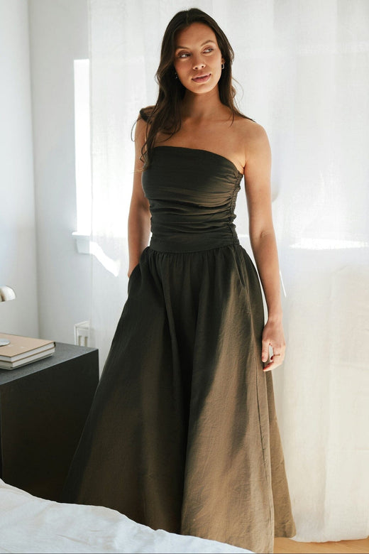 Neo Noir - Kima Linen Dress 168558 - 676 - Dark Brown Kjoler 