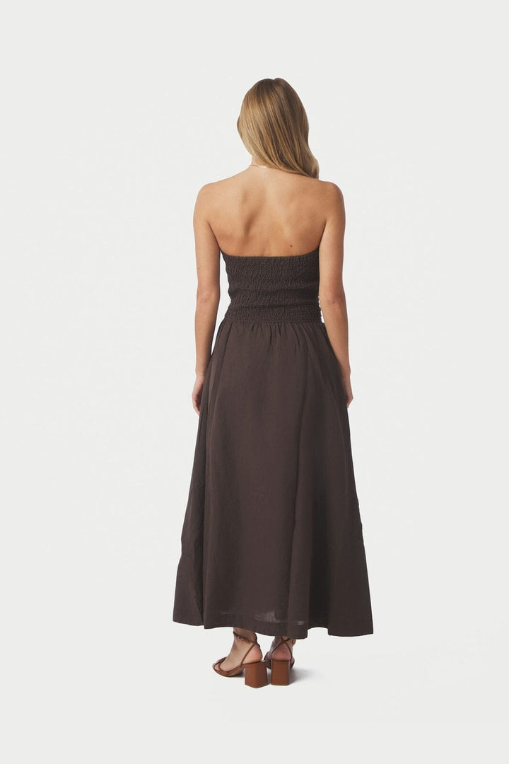 Neo Noir - Kima Linen Dress 168558 - 676 - Dark Brown