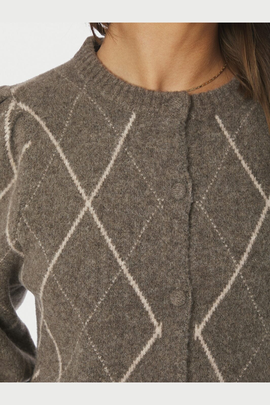 Neo Noir - Koteas Check Knit Cardigan 168893 - 214 - Taupe