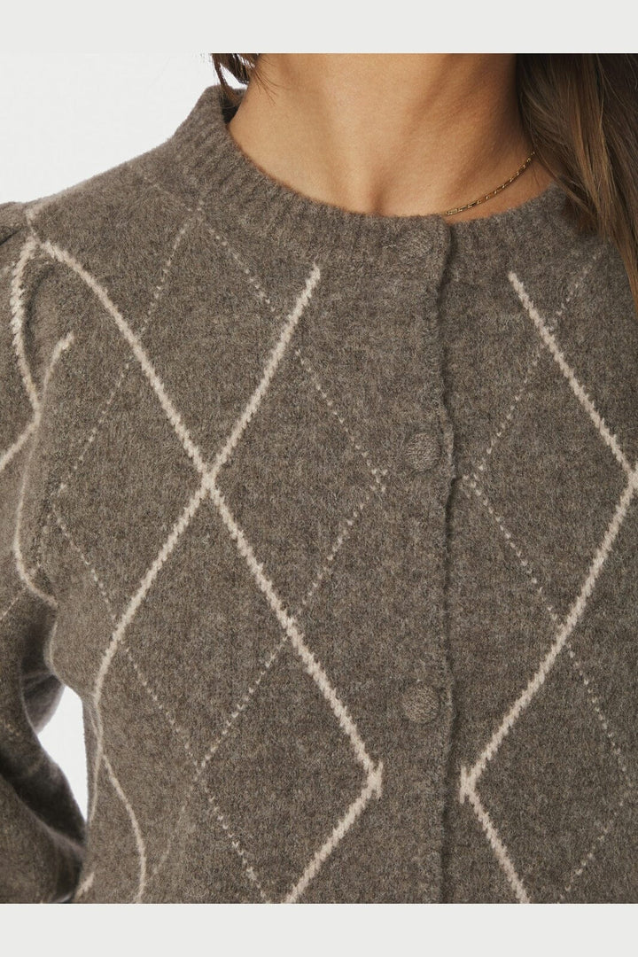 Neo Noir - Koteas Check Knit Cardigan 168893 - 214 - Taupe