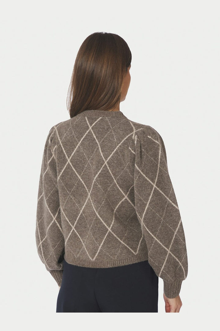 Neo Noir - Koteas Check Knit Cardigan 168893 - 214 - Taupe
