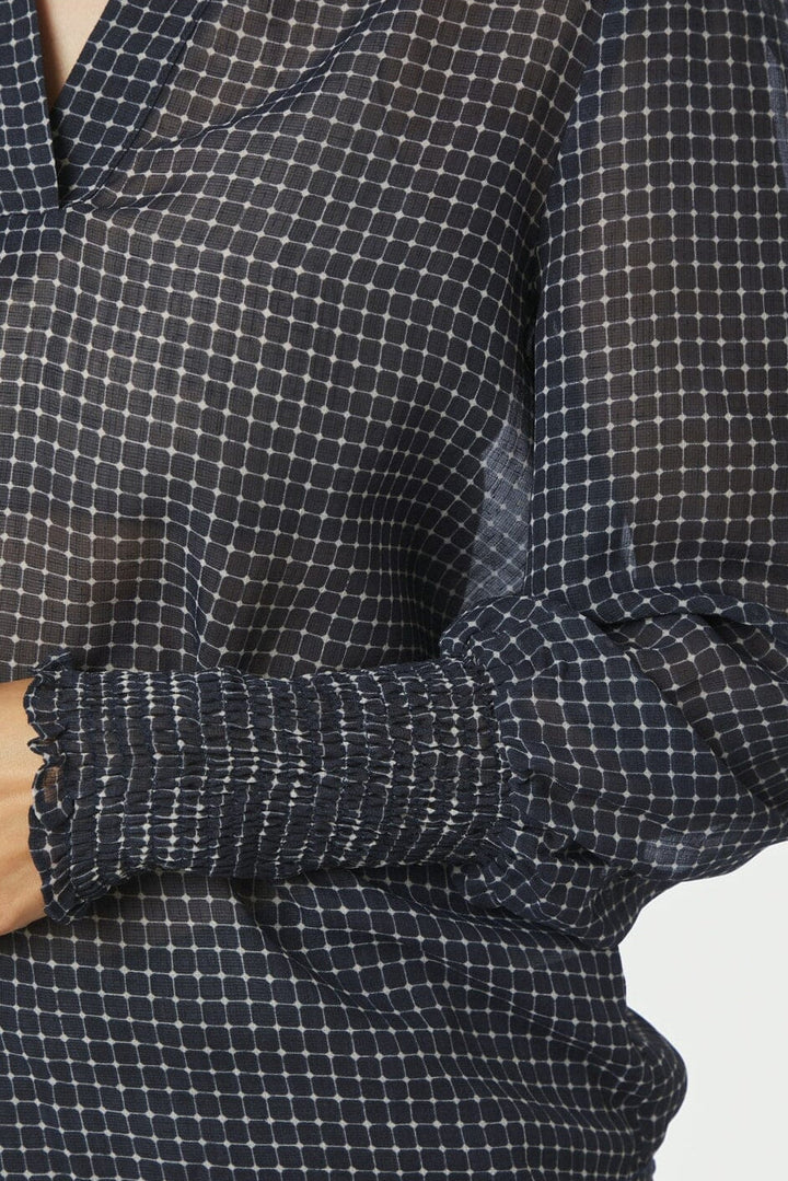 Neo Noir - Landa Simple Check Blouse 171000 - 141 - Navy