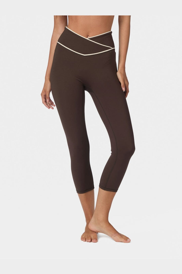 Neo Noir - Lea Wrap Contrast Capri Pants 170725 - 676 - Dark Brown