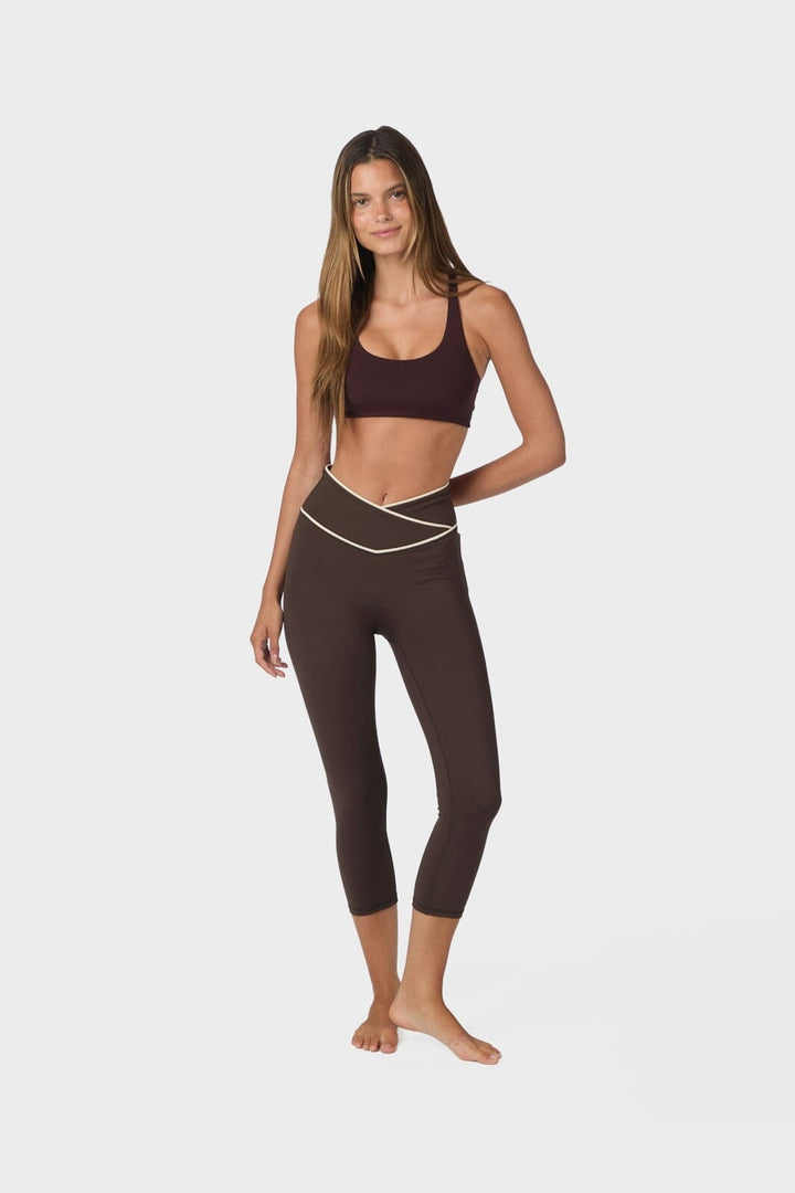 Neo Noir - Lea Wrap Contrast Capri Pants 170725 - 676 - Dark Brown
