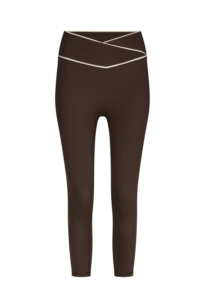 Neo Noir - Lea Wrap Contrast Capri Pants 170725 - 676 - Dark Brown