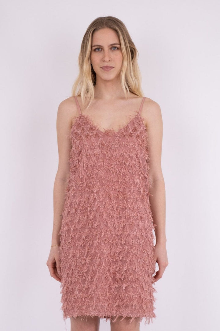 Neo Noir - Lilja Fringe Dress - Dusty Rose Kjoler 
