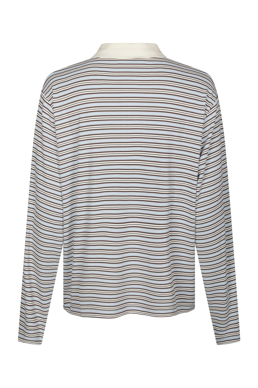 Neo Noir - Lirenne Striped Polo Blouse 169606 - 145 - Light Blue
