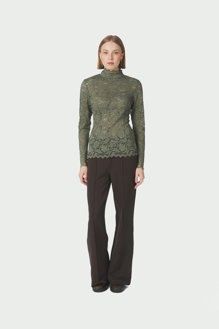 Neo Noir - Liza Laceflower Blouse 161473 - 255 - Cold Army