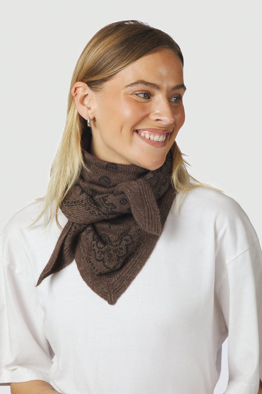 Neo Noir - Lolana Paisley Knit Scarf 170741 - 205 - Brown Melange Tørklæder 