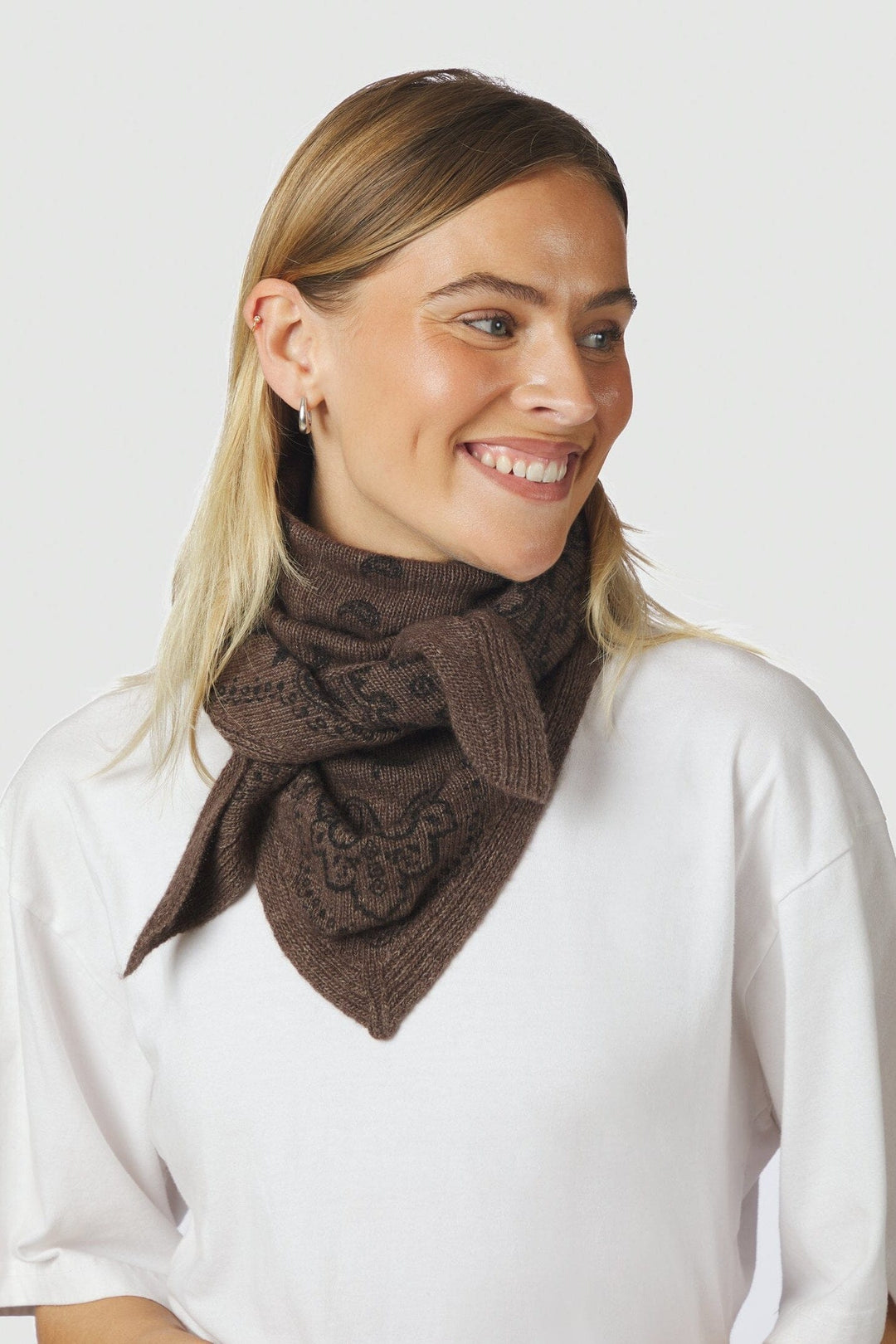 Neo Noir - Lolana Paisley Knit Scarf 170741 - 205 - Brown Melange Tørklæder 
