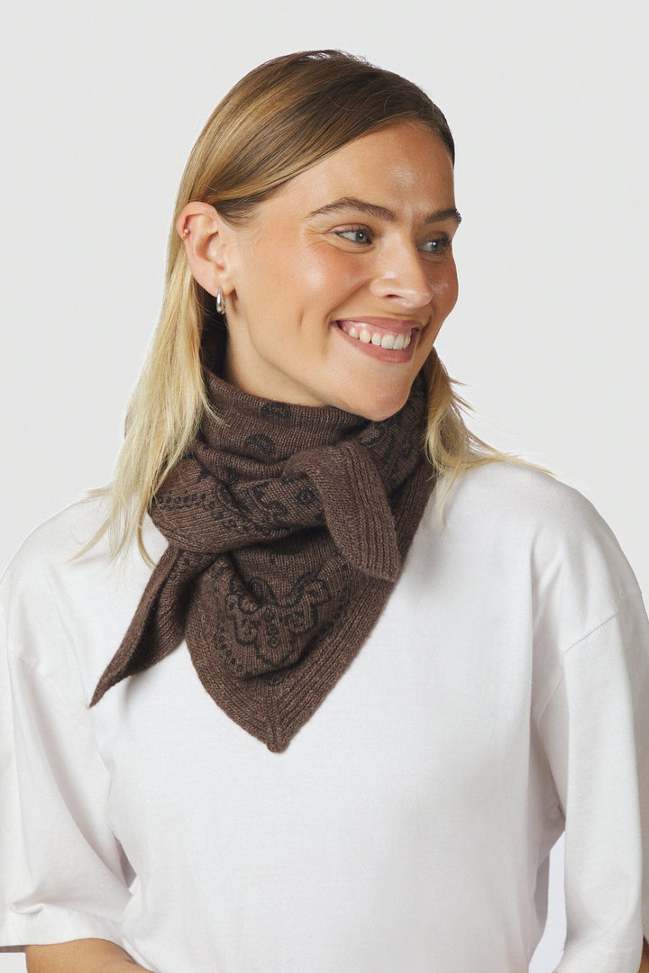 Neo Noir - Lolana Paisley Knit Scarf 170741 - 205 - Brown Melange Tørklæder 