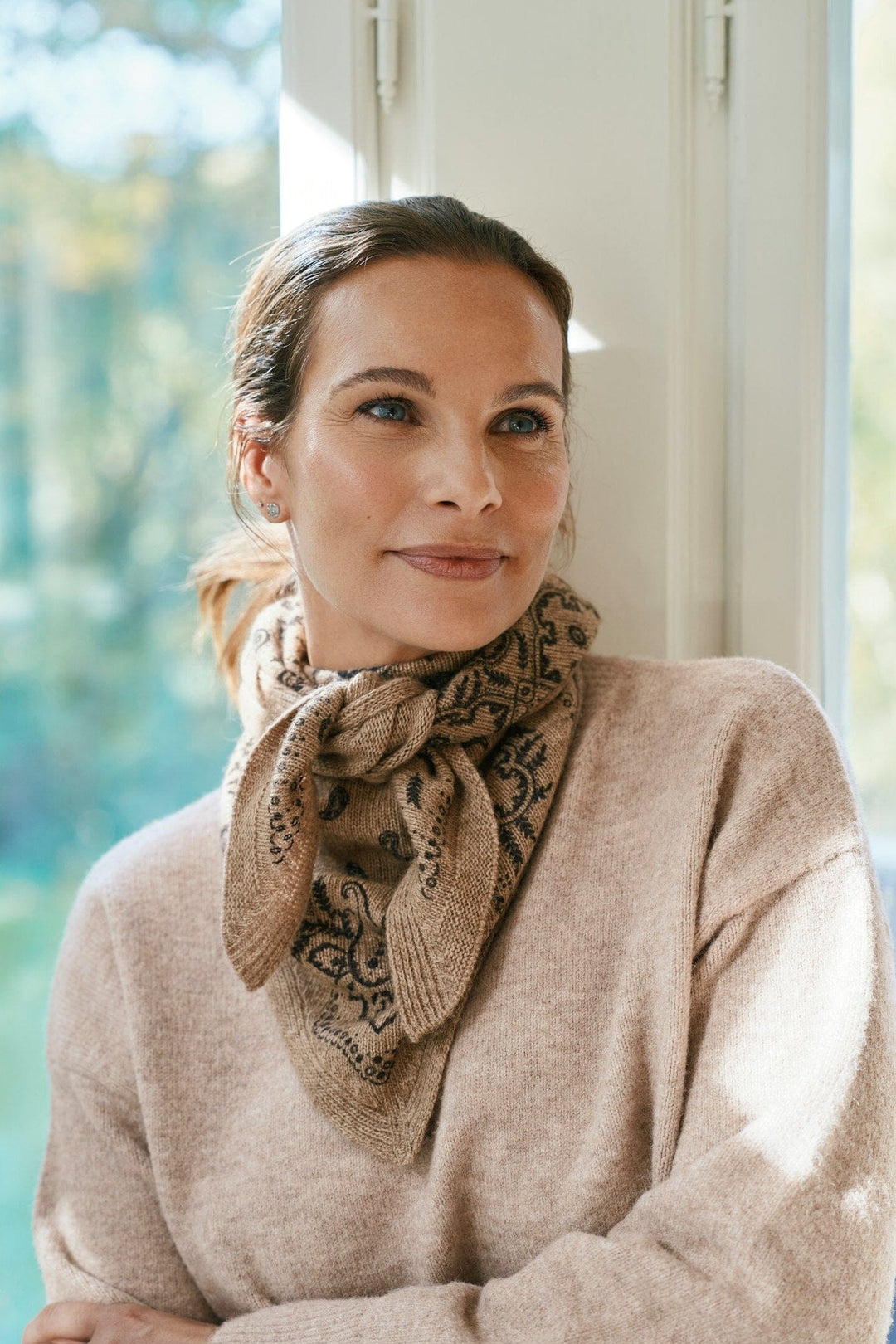 Neo Noir - Lolana Paisley Knit Scarf 170741 - 976 - Beige Melange Tørklæder 