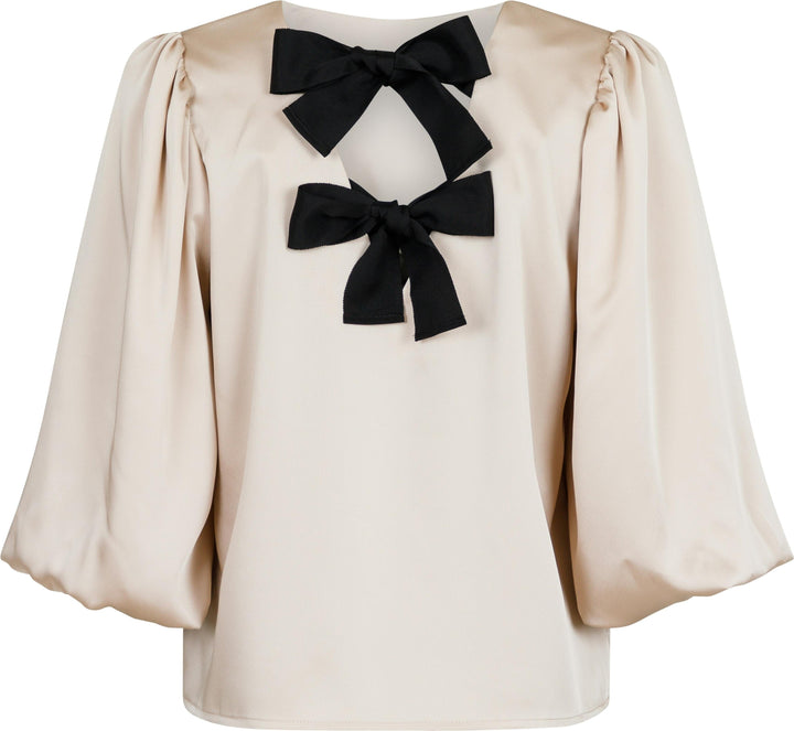 Neo Noir - Lorraine Soft Satin Blouse - Champagne