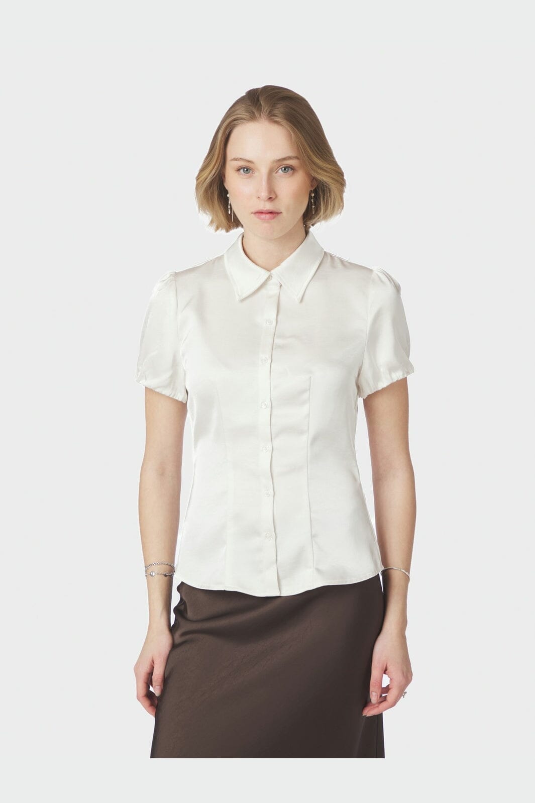 Neo Noir - Lyselle Heavy Sateen Shirt 169600 - 621 - Pearl
