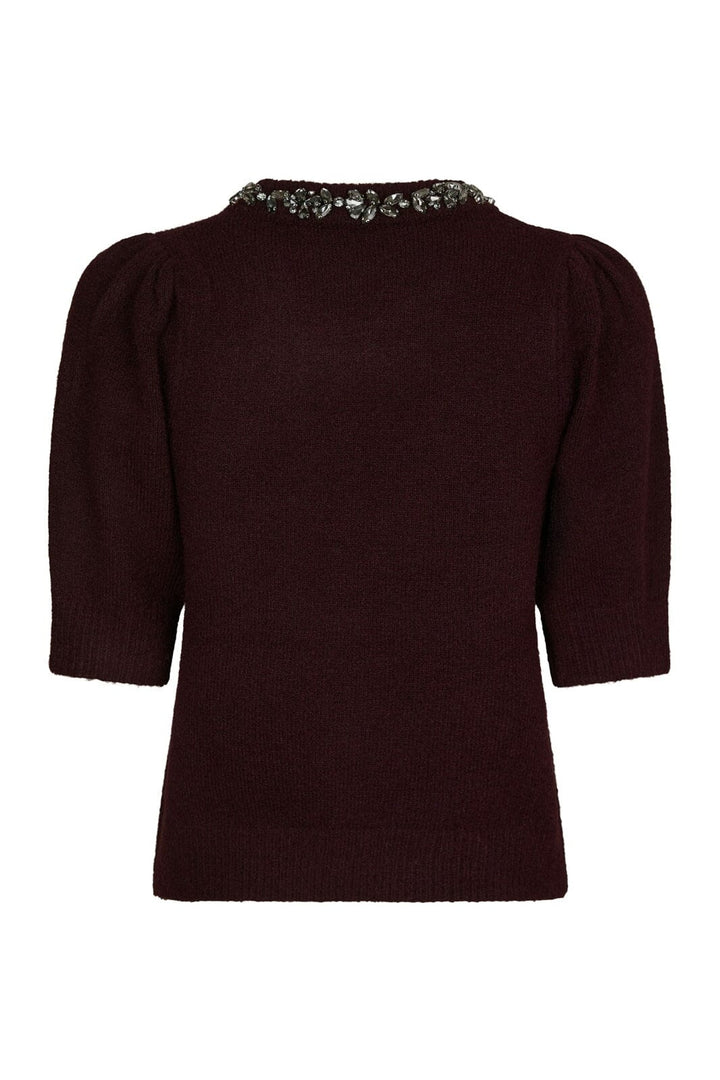 Neo Noir - Maia Stone Knit Blouse 162914 - 682 - Wine