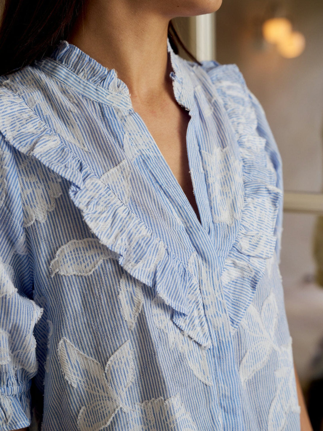 Neo Noir - Manet Jacquard Blouse 168480 - 145 - Light Blue Bluser 