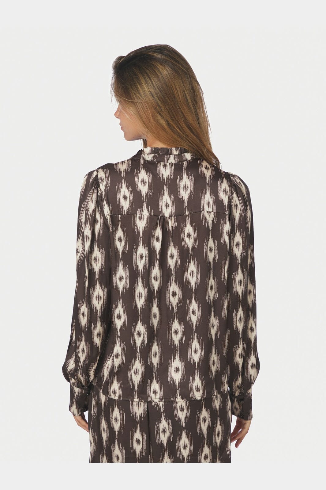 Neo Noir - Massima Ikat Blouse 171182 - 676 - Dark Brown