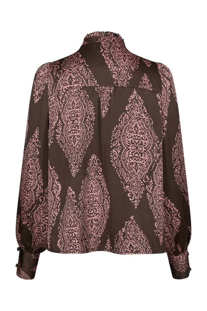Neo Noir - Massima Paisley Drop Blouse 170432 - 486 - Dark Brown/Evening Rose