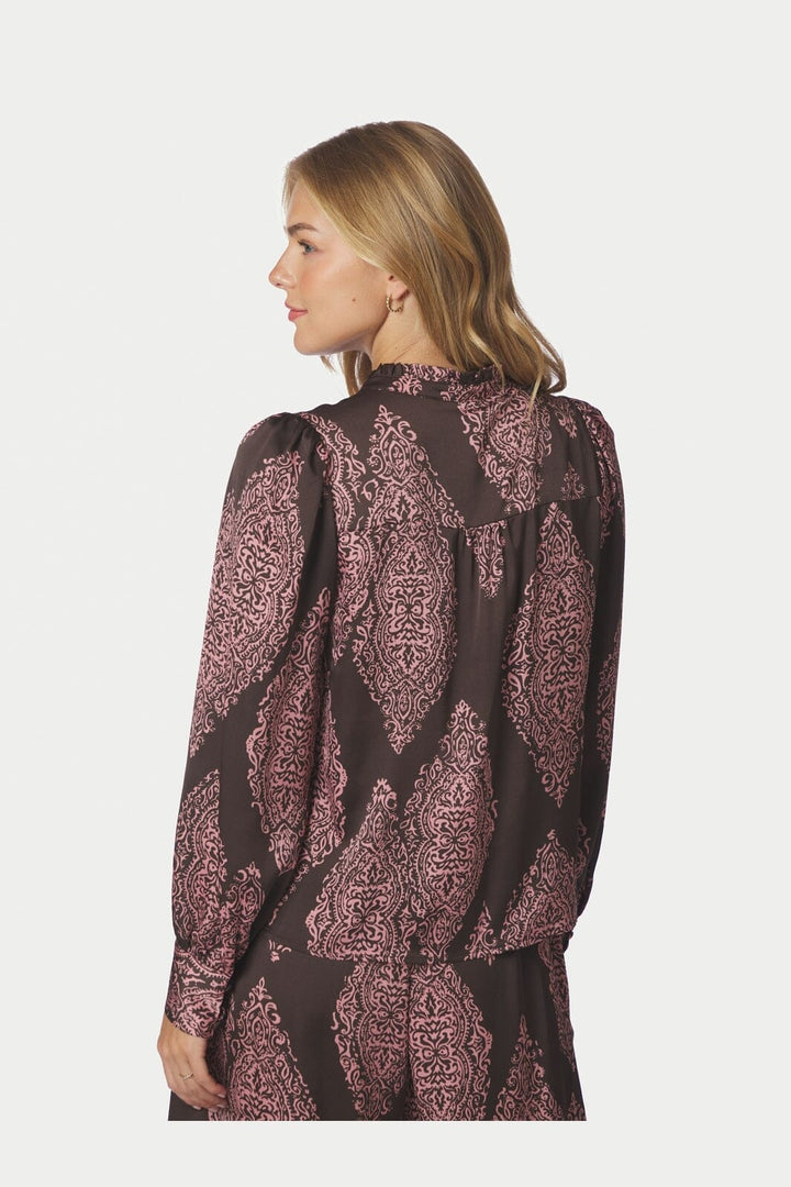 Neo Noir - Massima Paisley Drop Blouse 170432 - 486 - Dark Brown/Evening Rose
