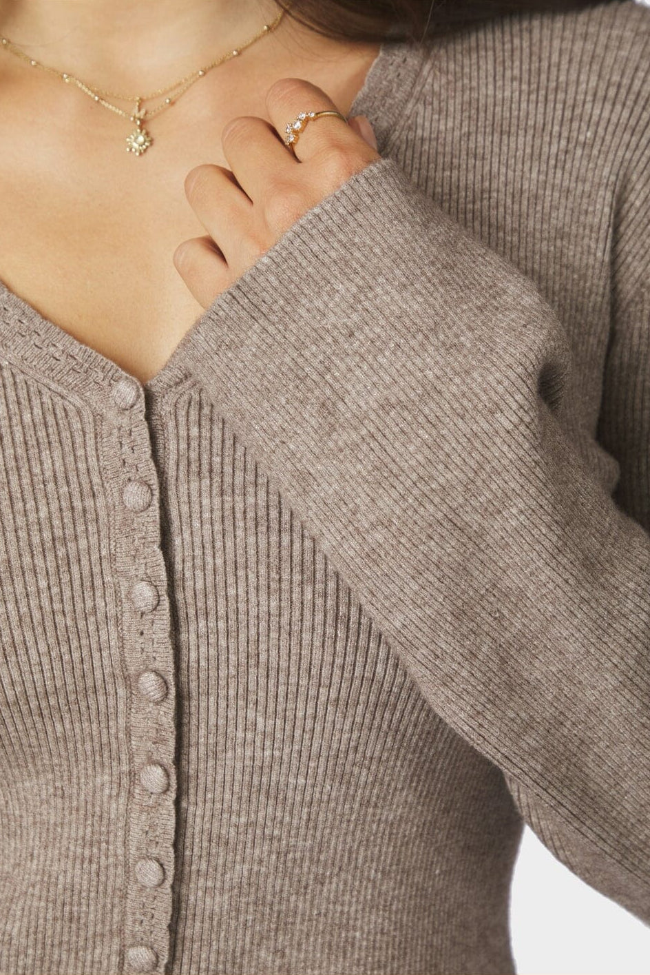 Neo Noir - Melia Knit Cardigan 170717 - 119 - Sand Melange