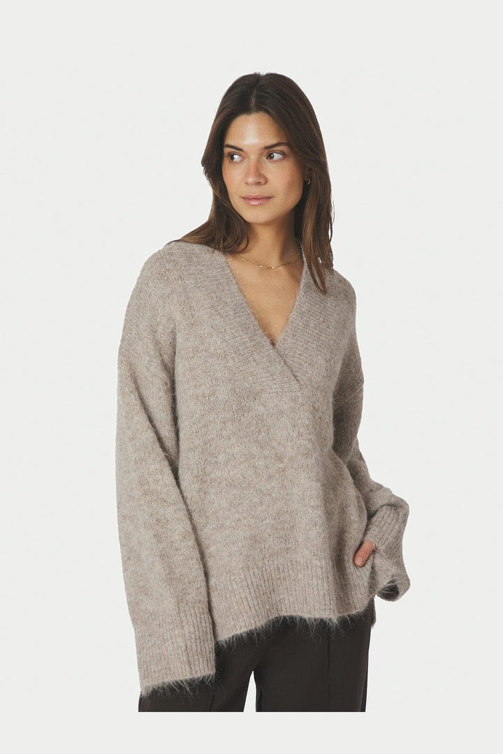Neo Noir - Melli Fluffy Knit Blouse 167715 - 976 - Beige Melange