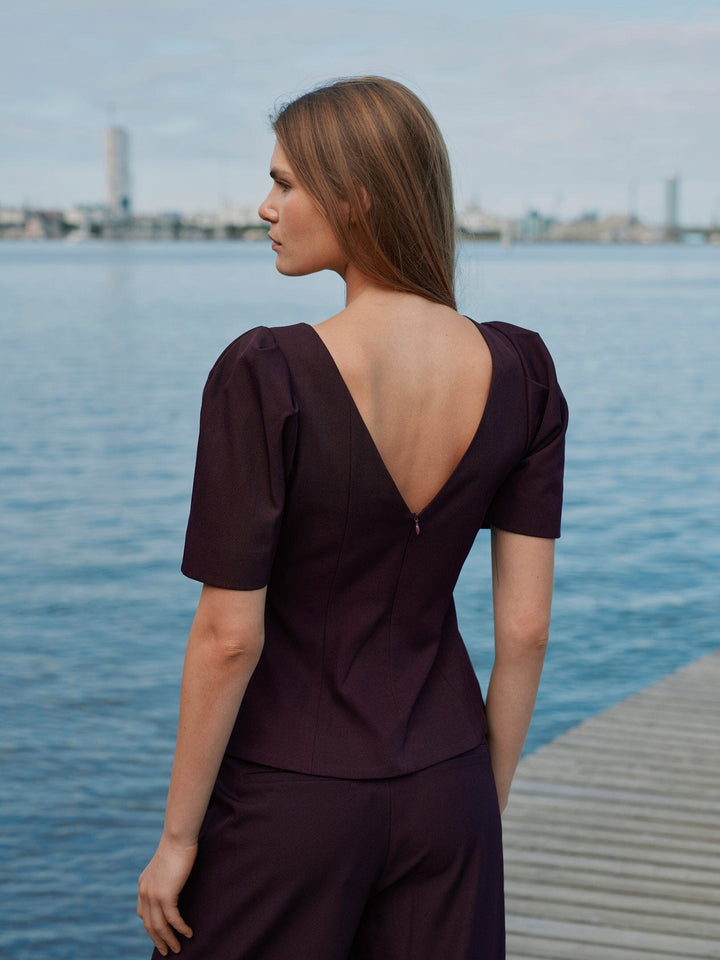 Neo Noir - Mellisana Structure Blouse 169872 - 345 - Chocolate Plum Bluser 