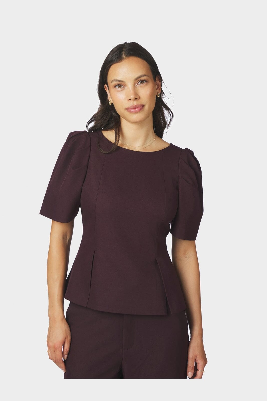 Neo Noir - Mellisana Structure Blouse 169872 - 345 - Chocolate Plum