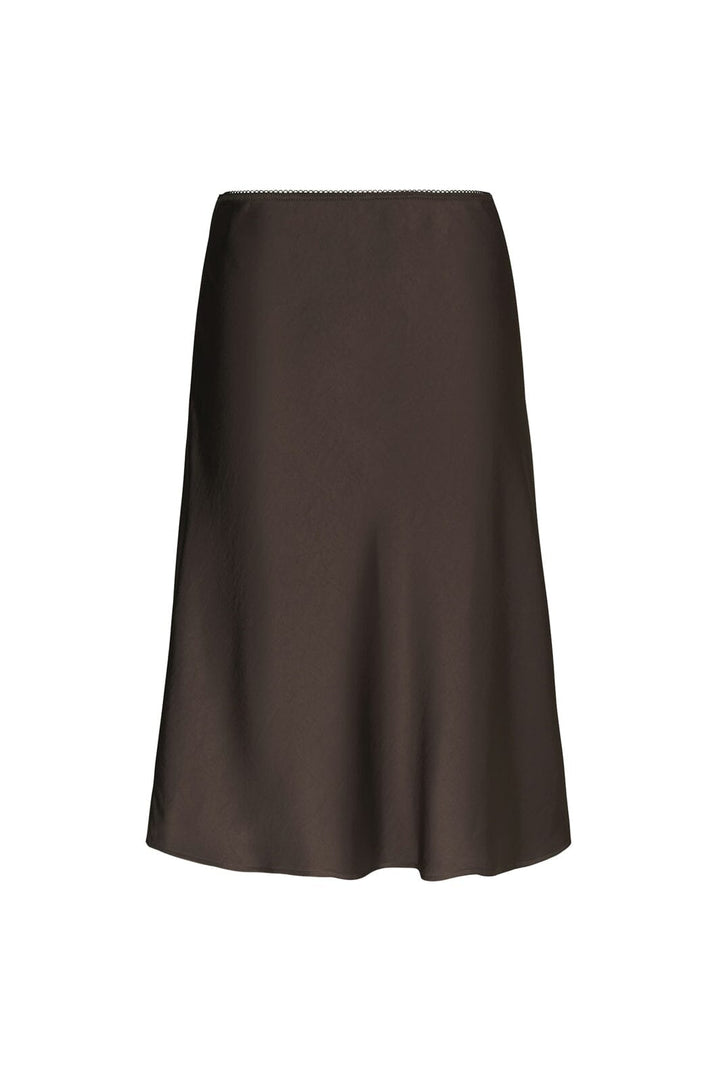 Neo Noir - Mindie Heavy Sateen Skirt 170112 - 676 - Dark Brown