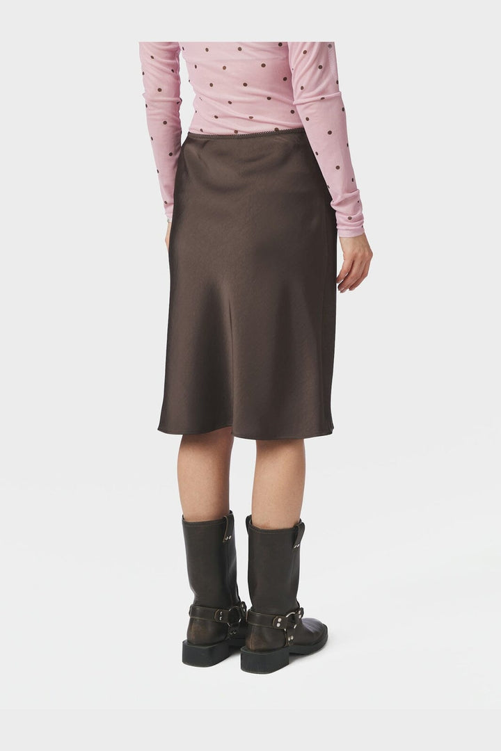 Neo Noir - Mindie Heavy Sateen Skirt 170112 - 676 - Dark Brown